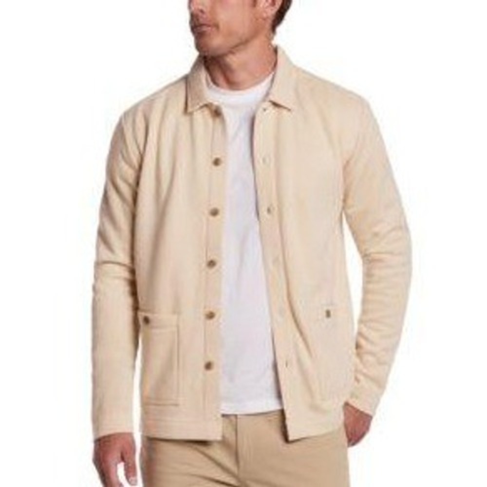 NWT Weatherproof Vintage Shirt Jacket Men's L Pebble Fleece Overshirt Natural